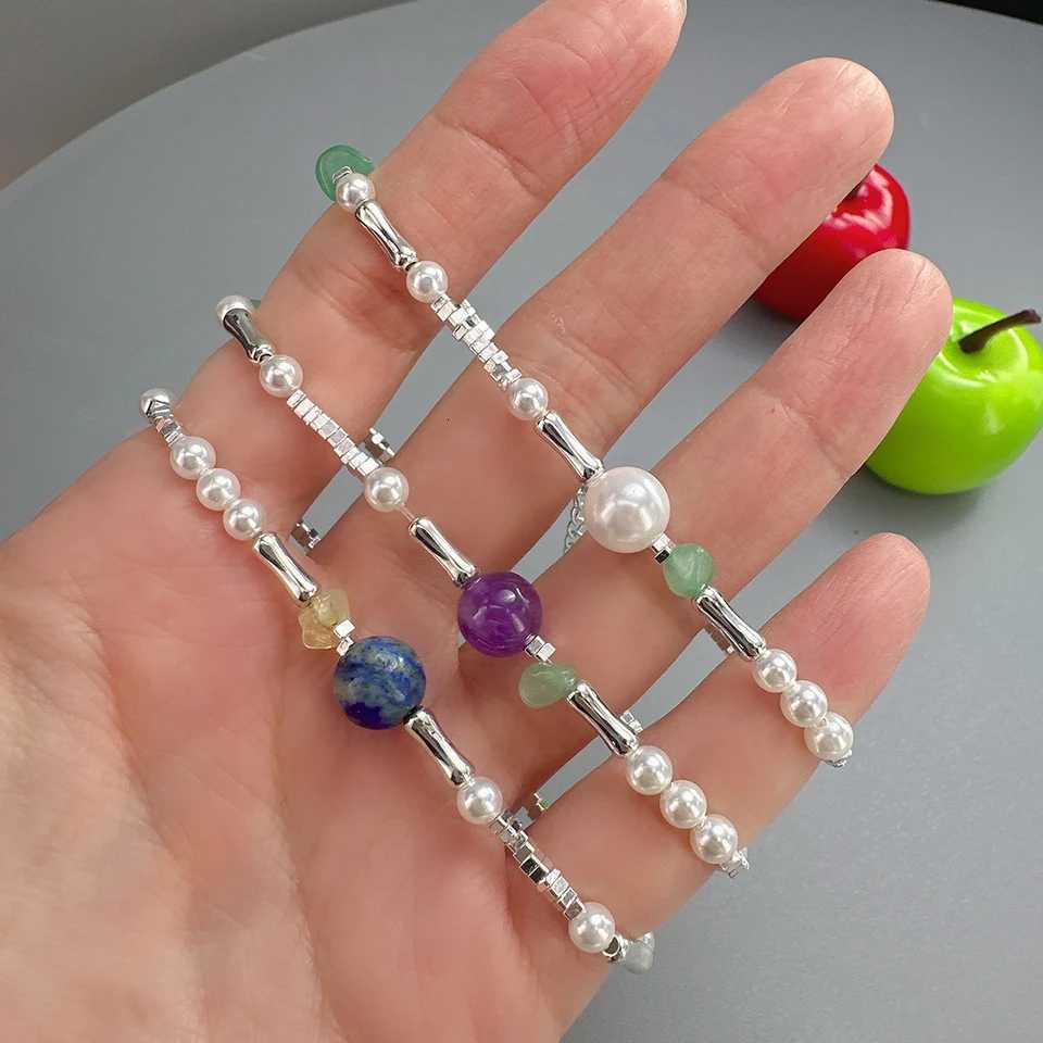 925 Sterling Silver Natural Pearl Bracelet For Women Gift Aventurine Amethyst Lapis Lazuli Citrine Jewelry Dropshipping W250904