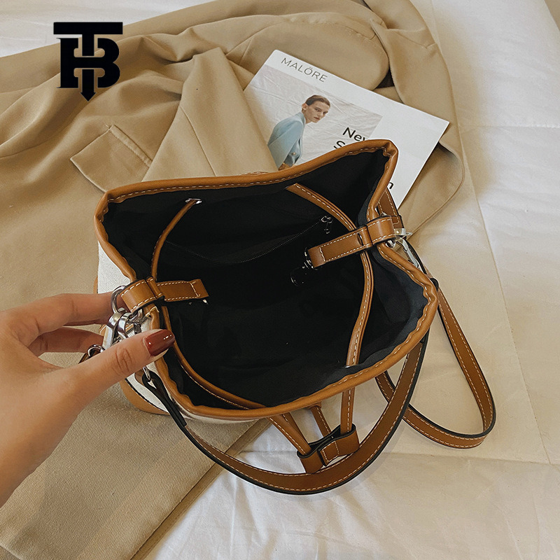 TB BHULAMTE Wholesale Women's Bags 2025 Autumn New European And American Designer S Bag Fashion Bags Crossbody Bags Drawstring Patchwork Canvas H