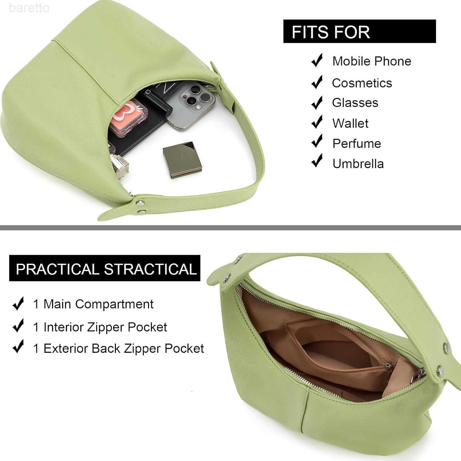 Crescent Shoulder Bags for Women Vegan Leather Hobo Handbag Slouchy Tote Purses M250903