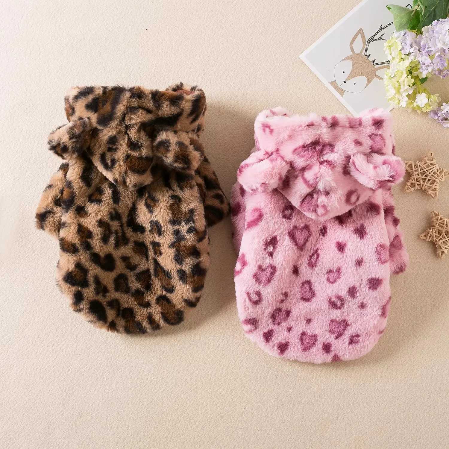 Dog clothes spring and autumn clothes leopard print hooded coats cat clothes thickened teddy schnauzers Pomeranians pet fa W250904