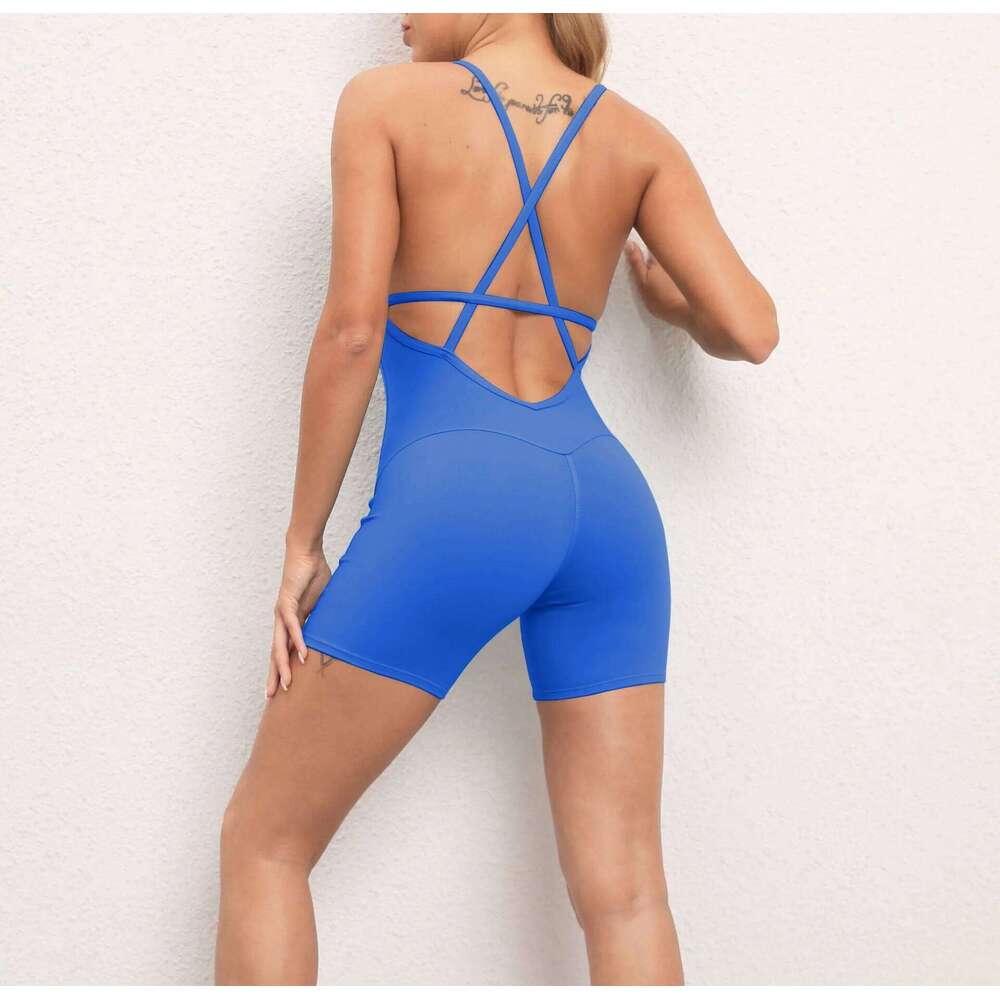 Yoga Bodysuit Cross Strap Backless Sports Romper Set Sportswear Women's Jumpsuits One Piece Workout Sleeveless Bodysuits
