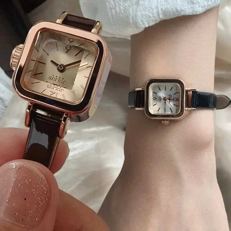 Vintage Wen Watch Small Square Dial Thin Leather Strap Ladies Wristwatch Elegant Quartz Fem Watches Casual Reloj Mujer X250904