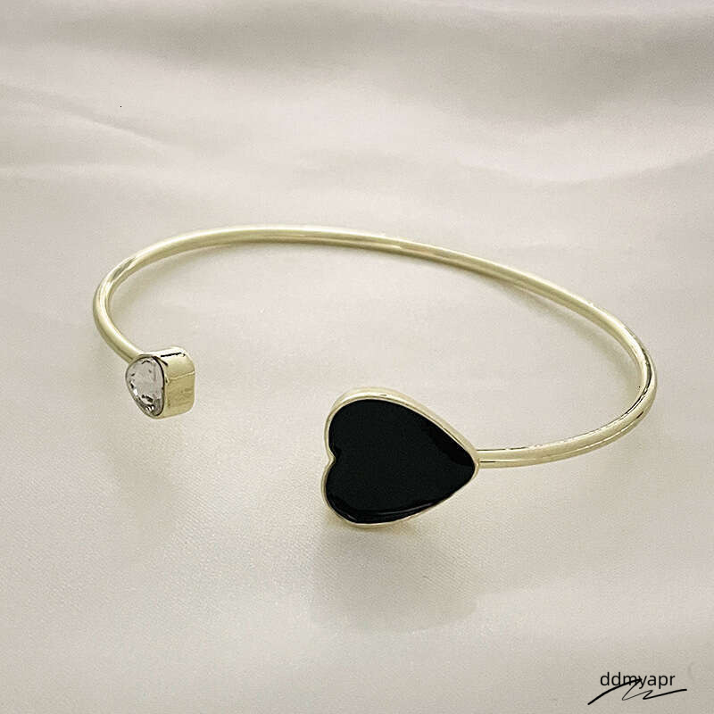 Collections Adjustable Ddmyday Heart Bracelet - Trendy Korean-Style Cuff Bangle With Crystal Accents For Women (Red/Black, 8.4G Lightweight) Ddmyday