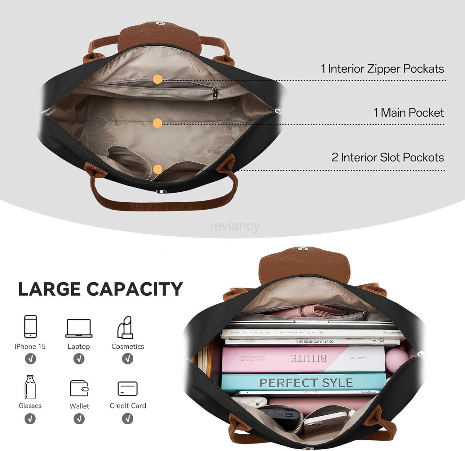 Tote Bag for Women Nylon TopHandle PurseShoulder Hobo handBag with Zipper Leisure Foldable WeekendW250904