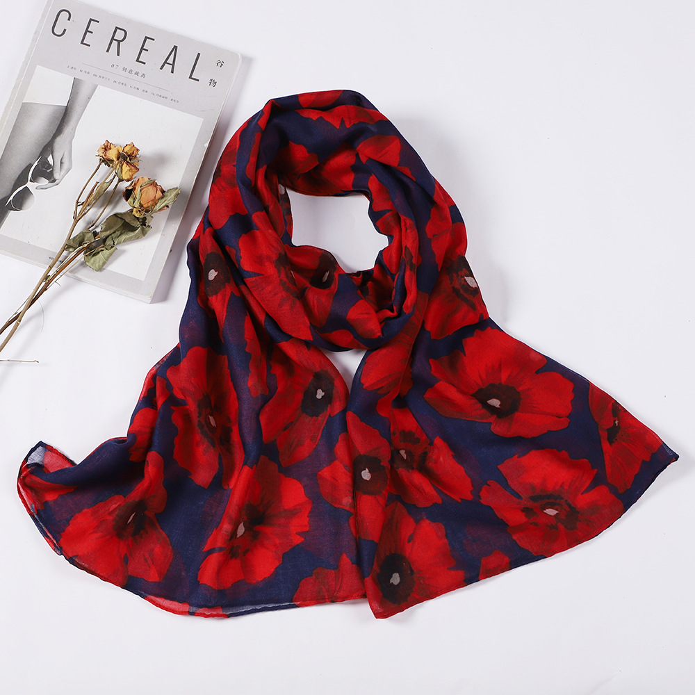 K1801 European and American retro scarf silk scarf printed classic scarf travel shawl