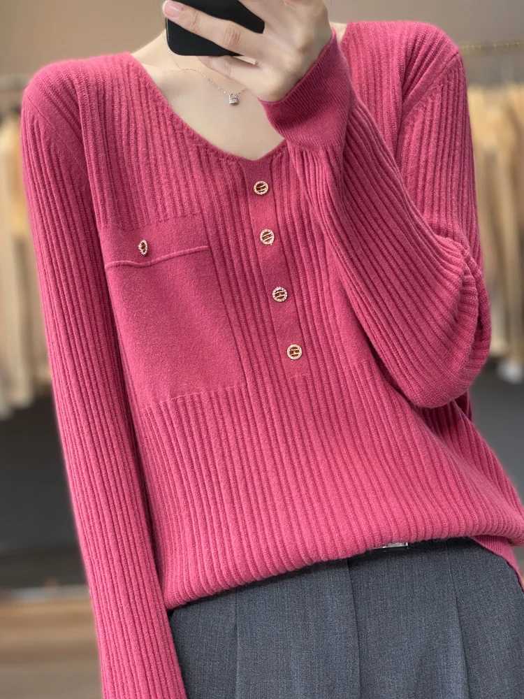 Spring Summer Women Pullovers Long Sleeve Vneck Bottoming Shirts Loose Kniited Sweater Korean Fashion Soft Inner Jumpers M250904