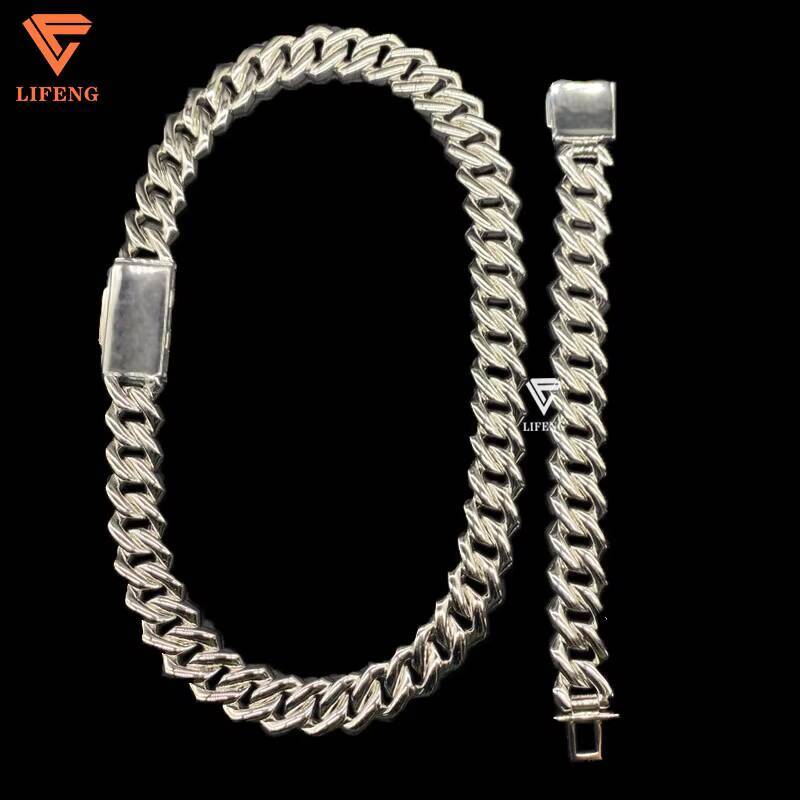 New 18mm Baguette Diamond Platinum Plated Cuban Chain 925 Sterling Silver Iced Out VVS Moissanite Necklace Hip Hop Custom Chain