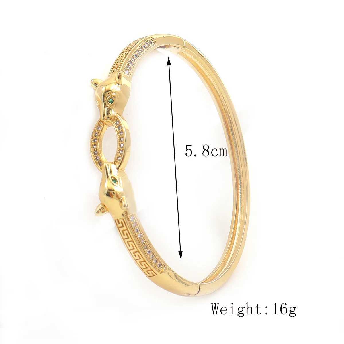 18k Gold Plated Copper with Slightly Inlaid Zircon Doubleed Leopard Clasp Bracelet Hiphop Personality Style Y250904