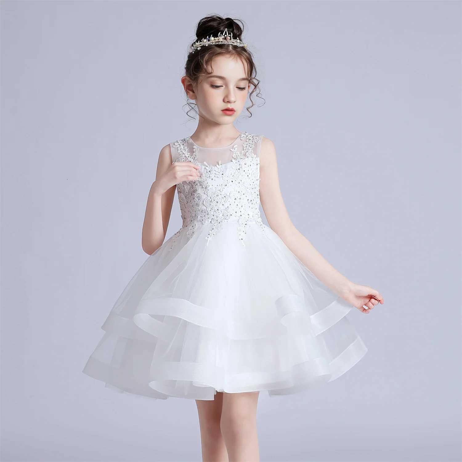 3-10 Years Baby Girls Princess Dress Summer Ball Gown Wedding Dress Piano Performance Costume Host Costume Childrens Clothing Z250904