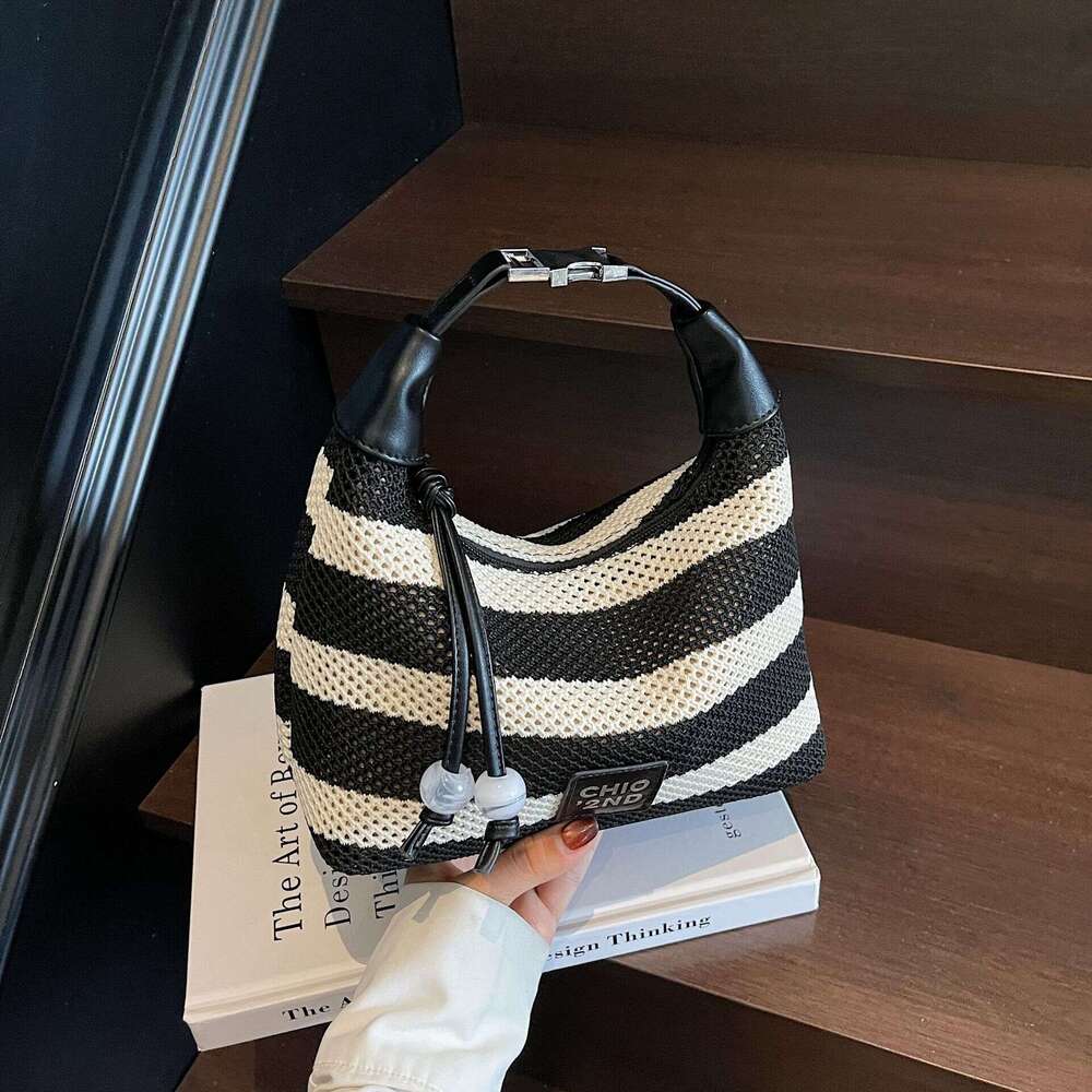 DHEssentials 2025 Trendy Dumpling Bag, Striped Knitted Crossbody, Multicolor Summer Purse