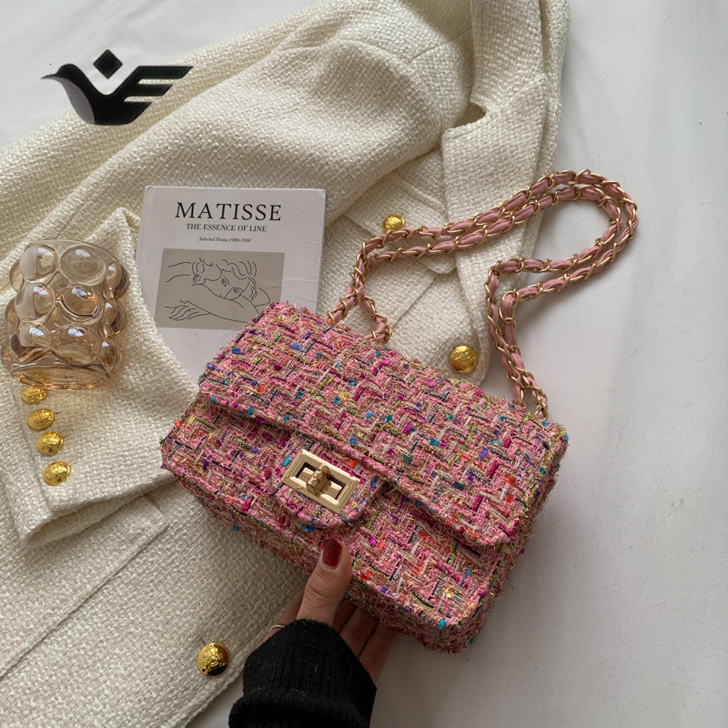Feiyan Free Shipping New Designer Bag Luxury Shopping Bag Chanel Style Woolen Bag For Women Trend Fashion Korean Version Versatile Chain Shoulder Cros