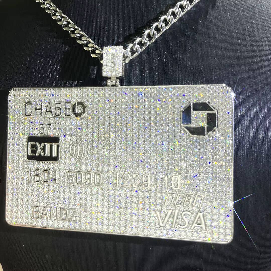 Credit Card Custom Manufacturer Silver 925 Silver Cross with Diamond D VVS1 Iced Out Moissanite Luxury Pendant