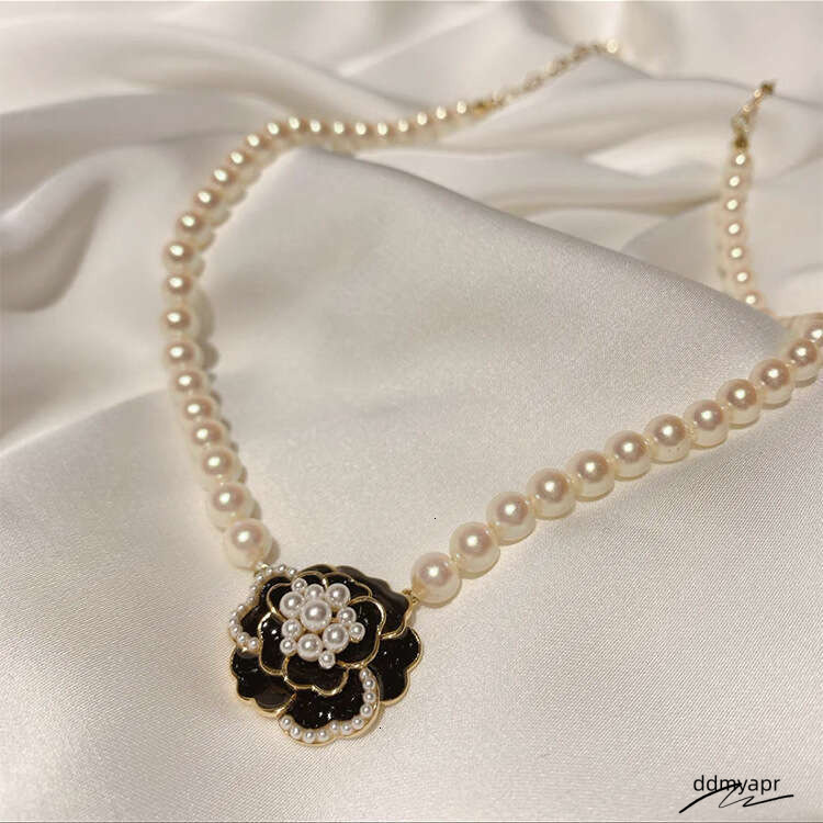 Ddmyday Nocturne Niche French Court Elegant Design Camellia Pearl Necklace Choker Ddmyday
