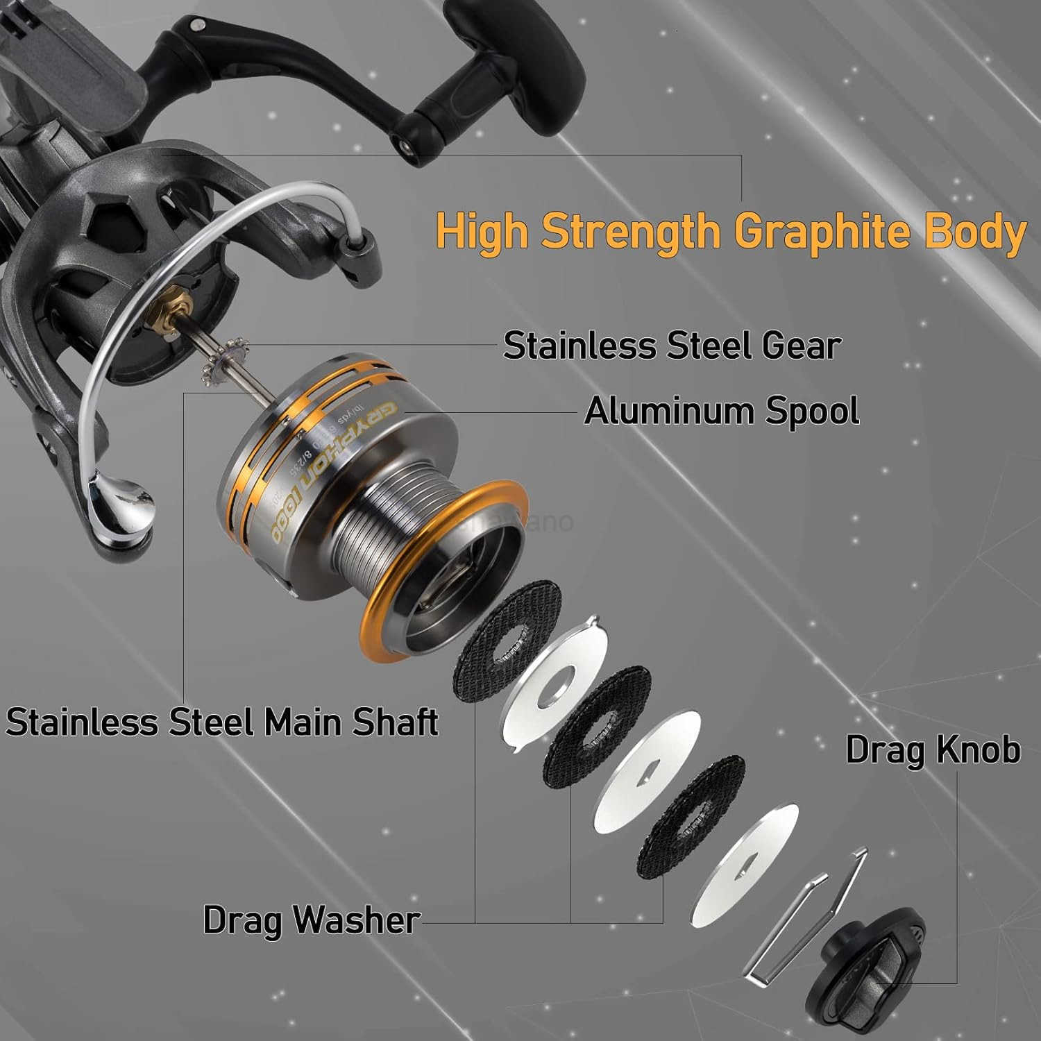 Spinning Reel Light Weight Fishing Reels Graphite Body Ultra Smooth 91 Stainless BBS 18Lb Max Drag Aluminum Spool Size 8004000 Crappie Bas W250904