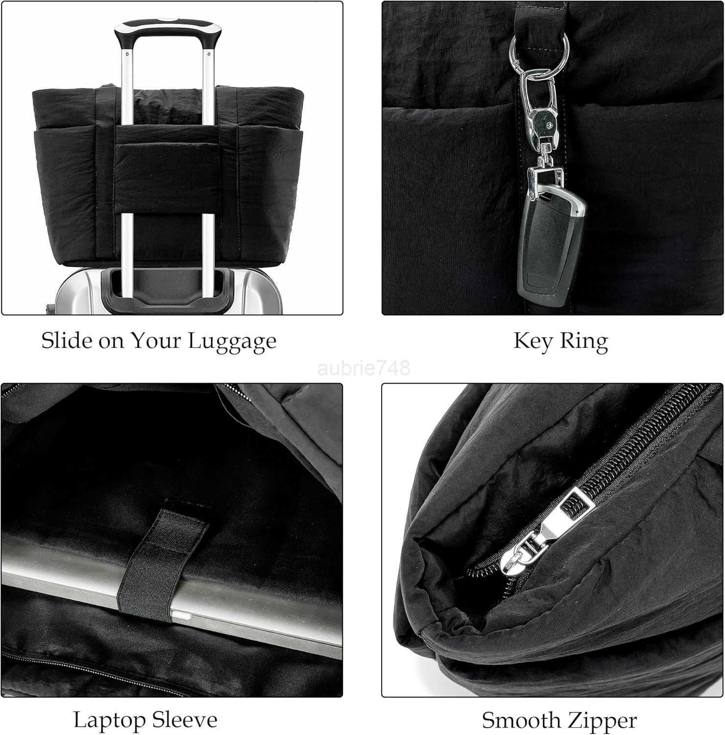 Multi Pocket Tote Bag for Women Large Puffy Shoulder Purse Handbag with Compartments for TravelWorkGYM M250904