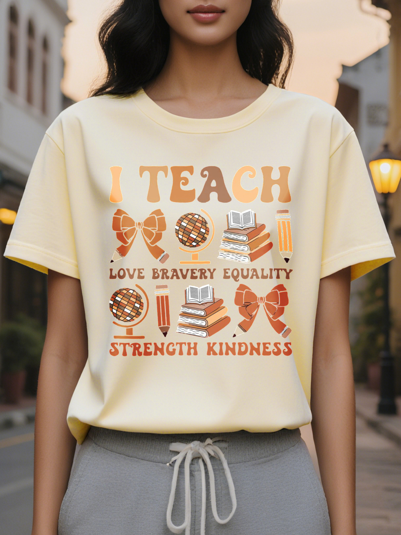 Women's I Teach T-shirt Short Sleeve Summer Top with Inspirational Message Black Casual Round Neck Shirt Made