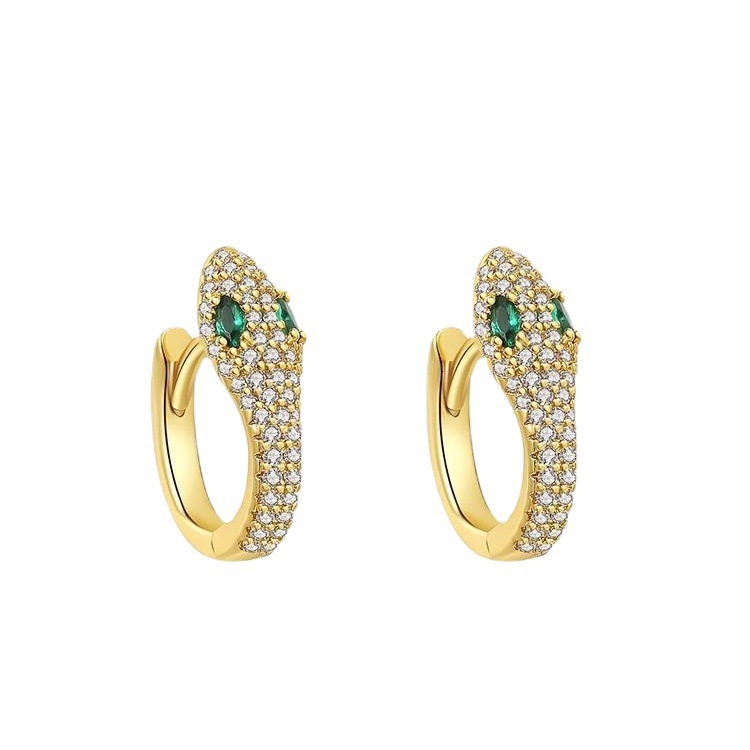 Sweet Cool Designer Luxury Free Shipping Full Diamond Set Zircon Women's Serpentine Earrings European And American Fashion 925 Silver Needle Set 