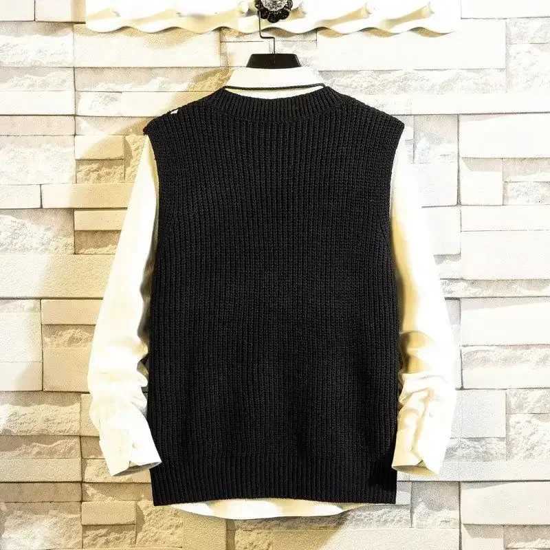 Mens Clothing V Neck Plain Vest Knit Sweater Male Sleeveless Solid Color Waistcoat Classic Cheap Best Selling Products 2024 HotXJ250904