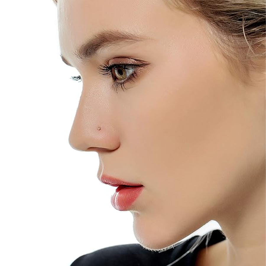 20G 36Pcs Stainless Steel L-Shaped Bone Screw Nose Ring CZ Stud Retainer Labret Piercing Jewelry for Women Men Rose Gold Tone