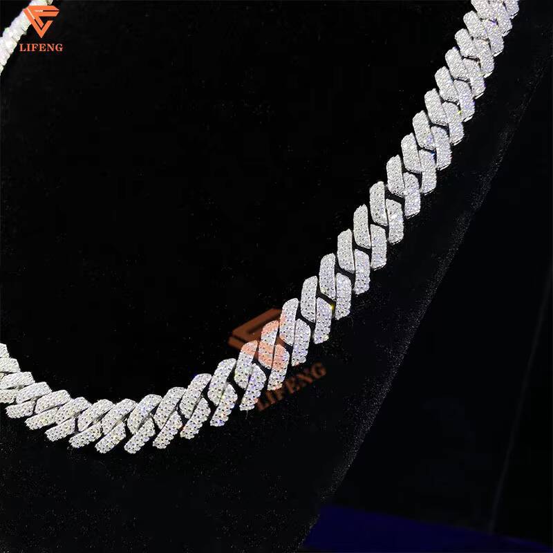 New Style 10mm 2 Rows Thick Solid 925 Sterling Silver Men Hip Hop Jewelry Iced Out VVS Moissanite Cuban Link Chain Necklace
