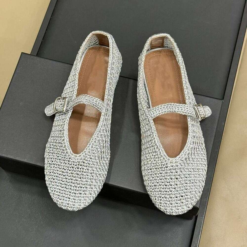 Sheepskin Version ~ Designer Shoe One-Strap Flat Handwoven Ballet Genuine Leather Shallow Mouth Mary Jane Single Shoes for Women Trendy