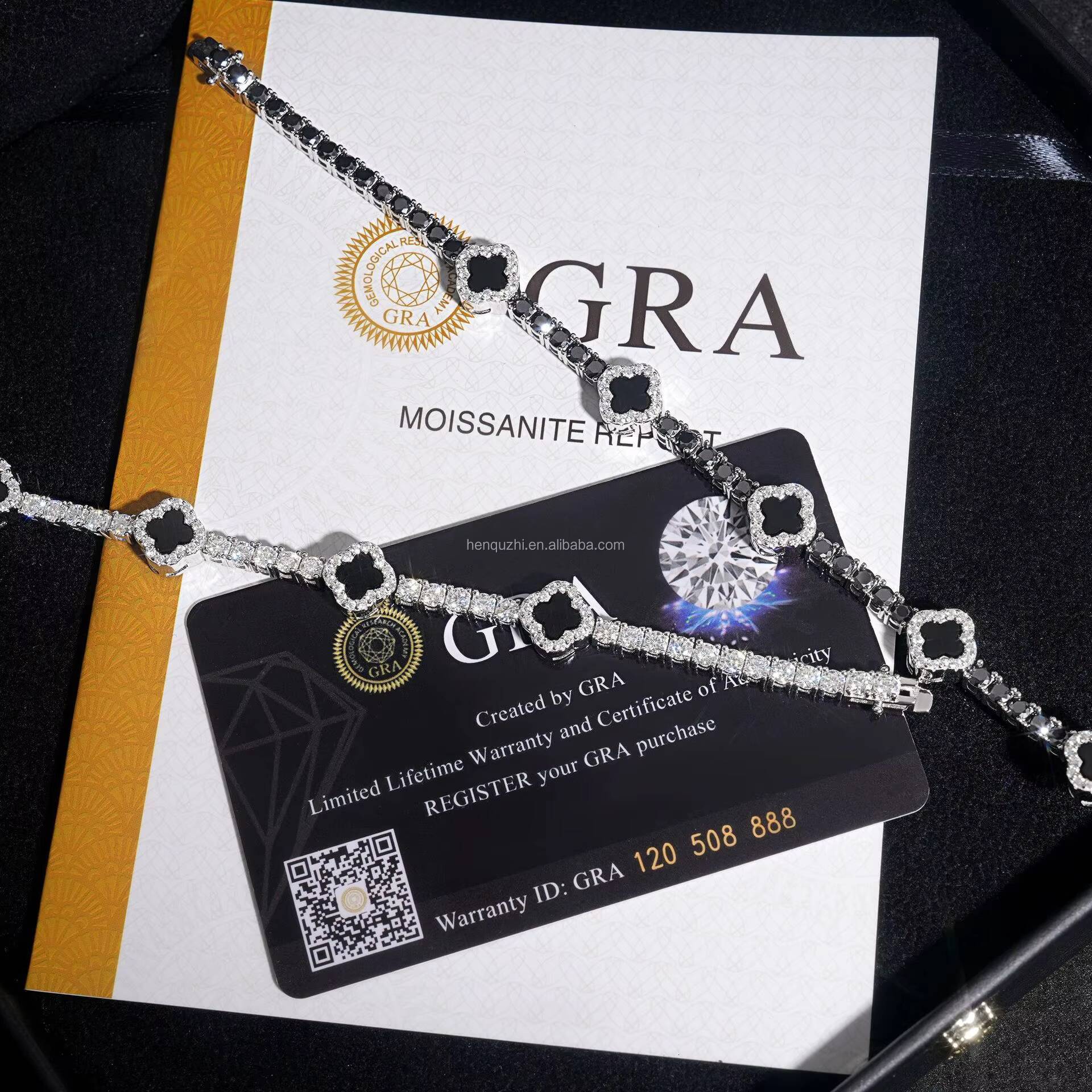 Wholesale Price 3MM 925 Sterling Silver Tennis Bracelet VVS Diamond Moissanite Lucky Clover Elegant 3D Design