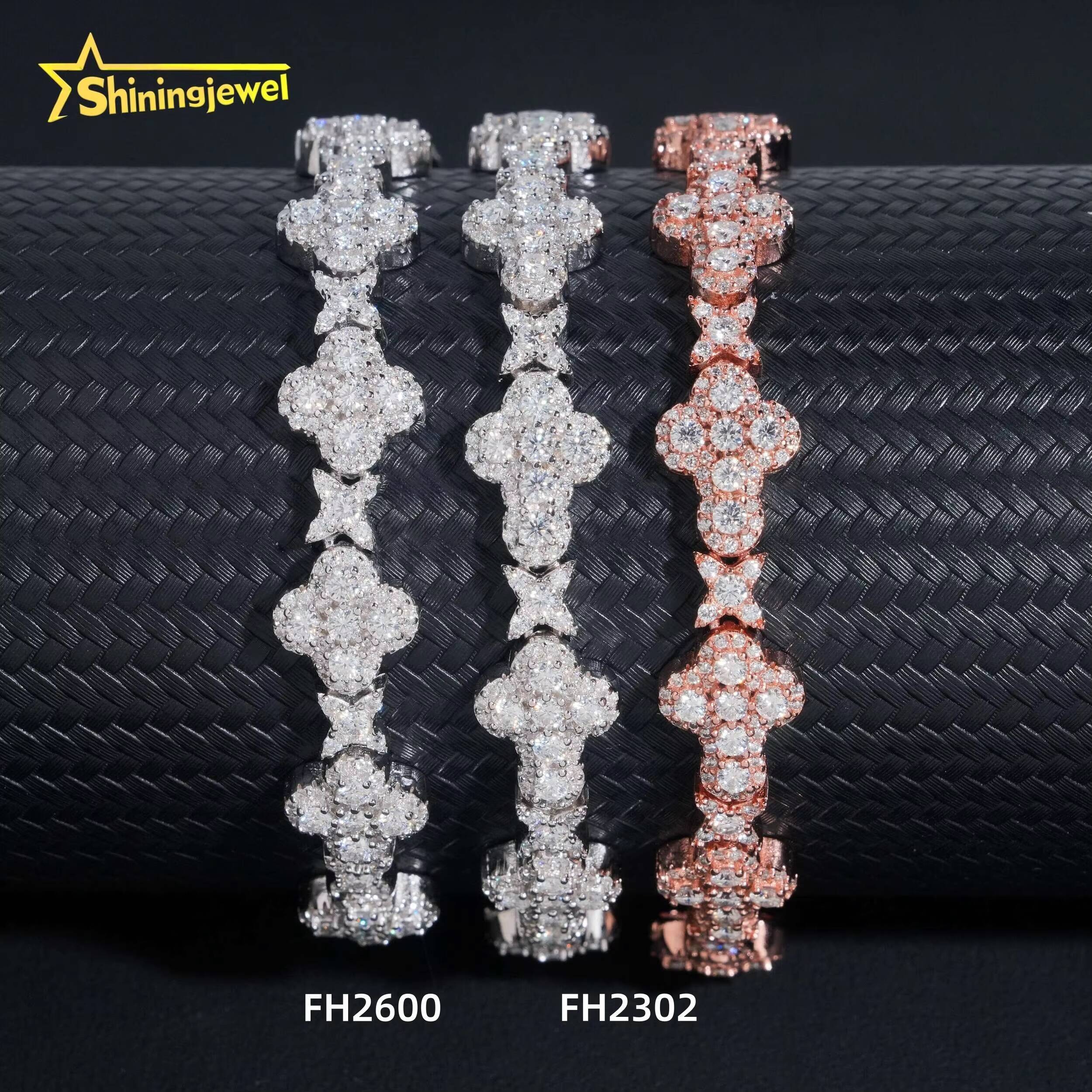 Fine Jewelry Hot Selling GRA Certificate Iced Out 10mm 925 Sterling Silver Hip Hop Cross Moissanite Bracelet