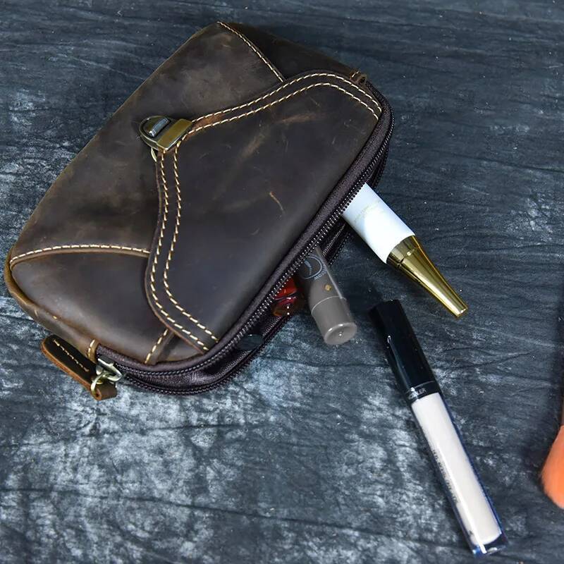 Real Cowhide Waist Genuine Leather Retro Cell Phone Men Double Layer Clutch Bag Wallet Casual Male Fanny Pack Hip high-quality