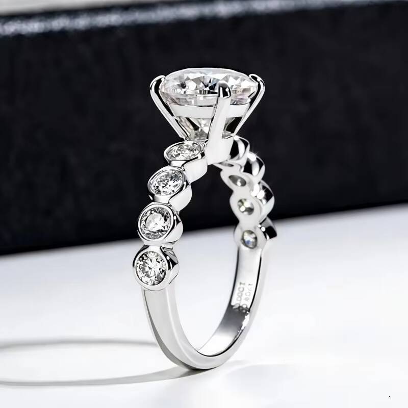 Trendy Engagement 3Carat Moissanite Wedding Anniversary Party Ring in Gold Plated Elegant Moissanite Ring