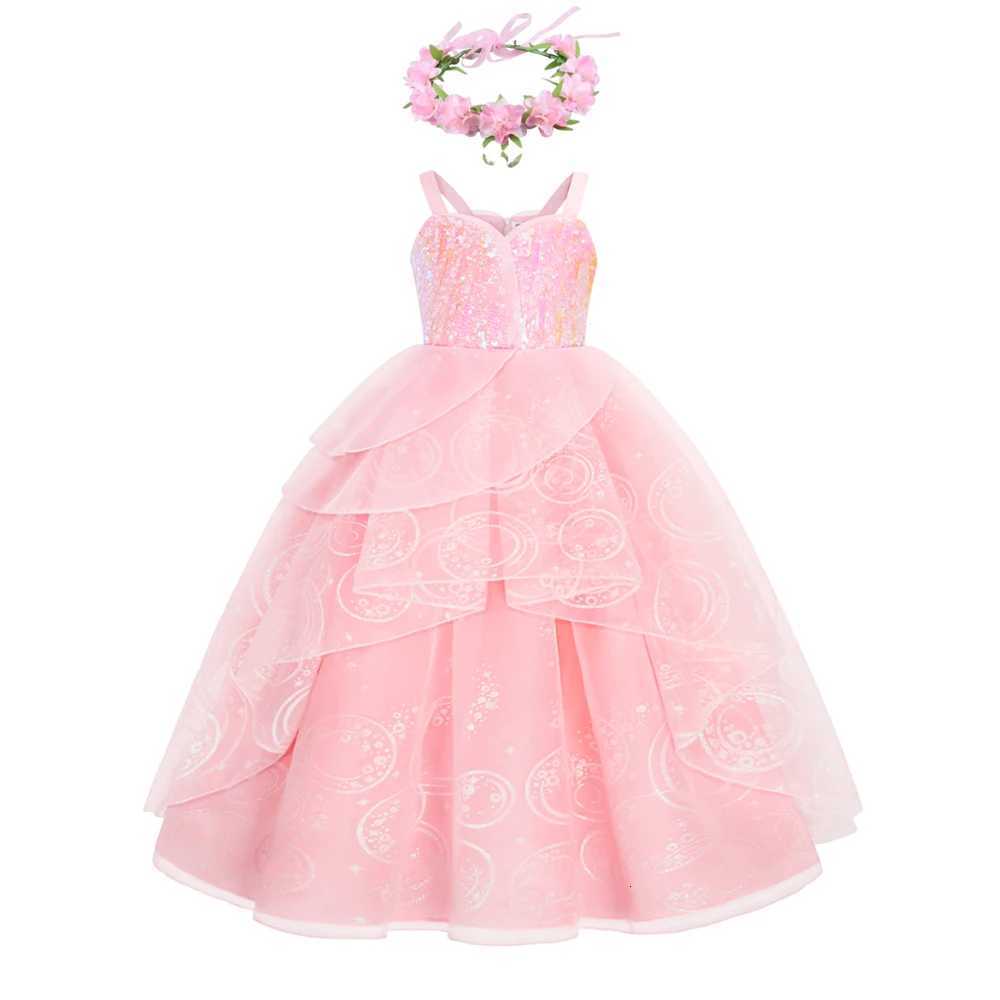 2025 New Summer Girls Elegant Dresses For CHIldrens Birthday ParTY Pink Sequin Slip Dress Princess ParTY Dresses For Girls Z250904