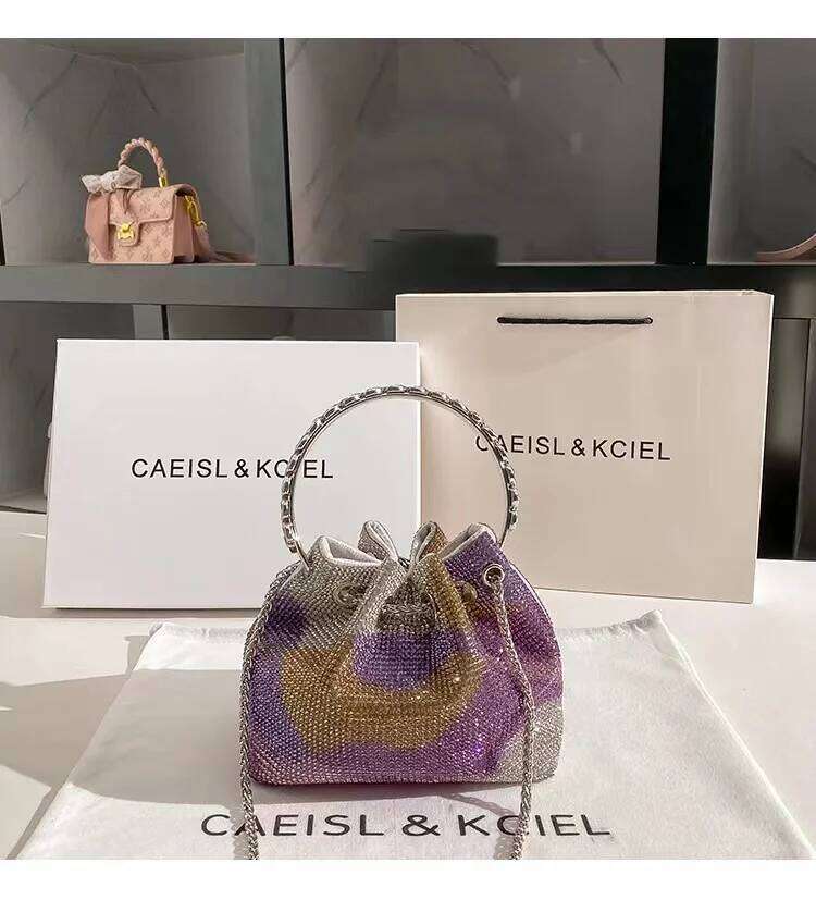 Designer Women's Handbag Crystal Shiny Rhinestones Dia Evening Wedding Party Clutch Purse Shoulder Crossbody Bag