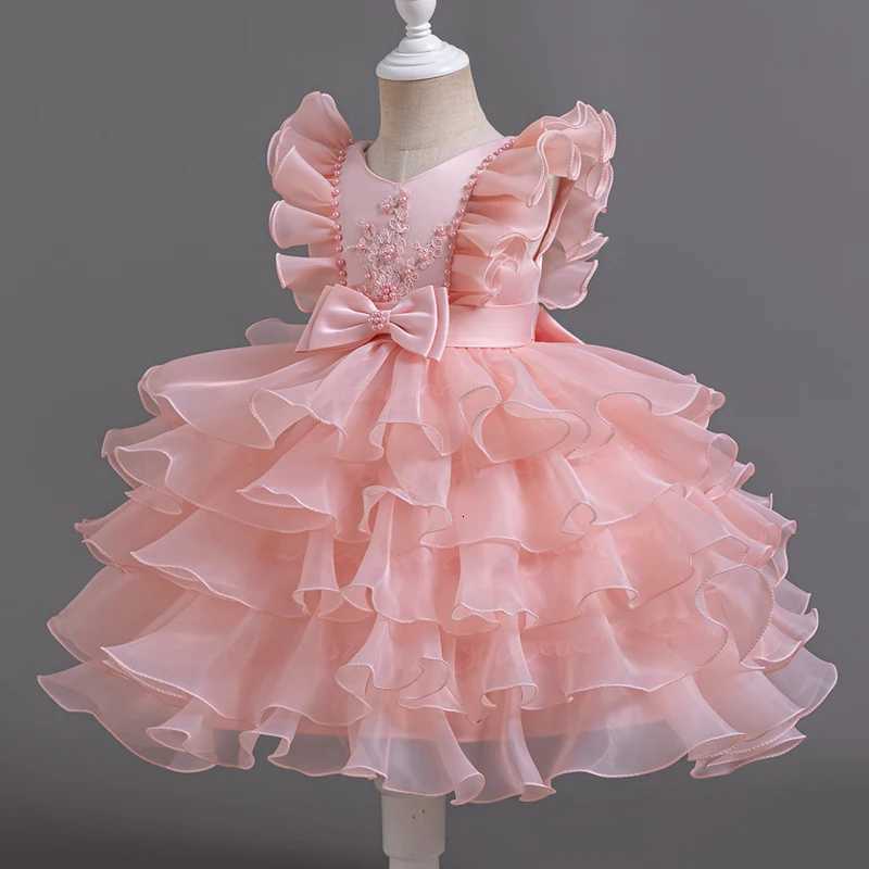 3-10 Years Children Boutique Dinner Party Formal Dress Princess Pink Elegant Glitter Ball Gown Baby Girls Birthday Party Dresses Z250904
