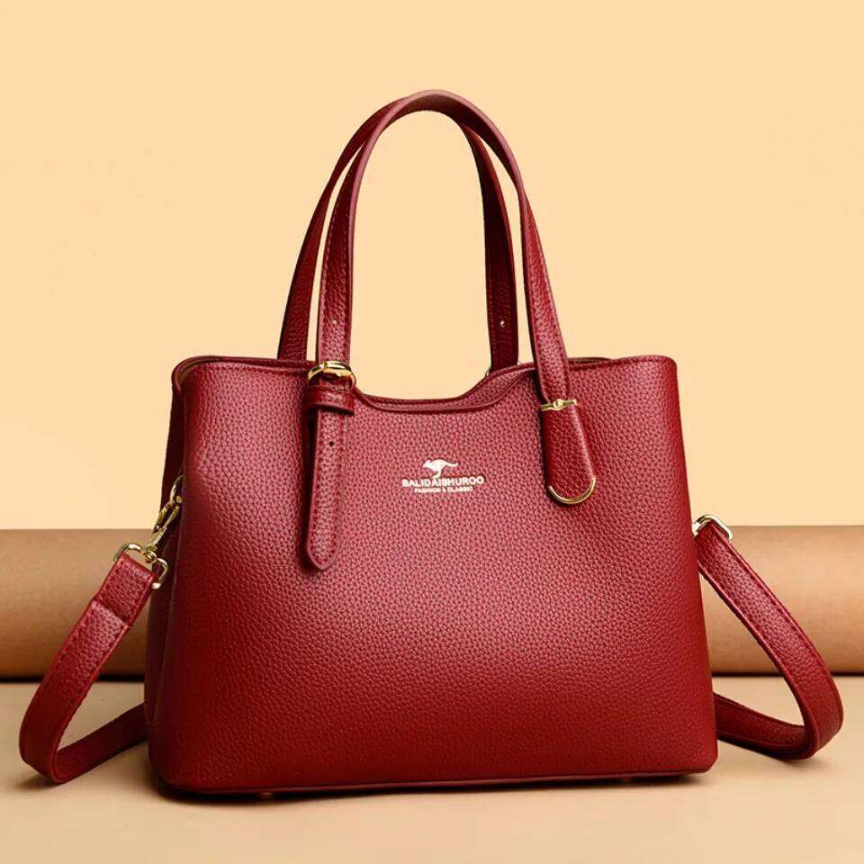 3 Layers Genuine High Quality Pu Leather Casual Tote Handbags Designer Shoulder Crossbody Bags for Women Sac