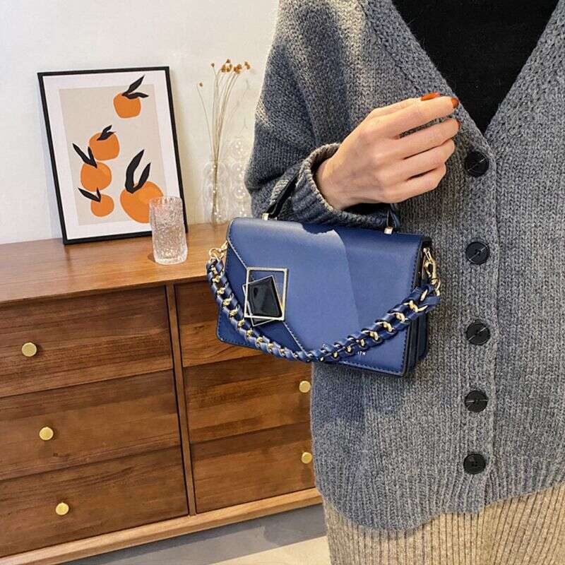 Women's New Chain Shoulder High Quality Crossbody Foreign Handbag Solid Color Square Bag