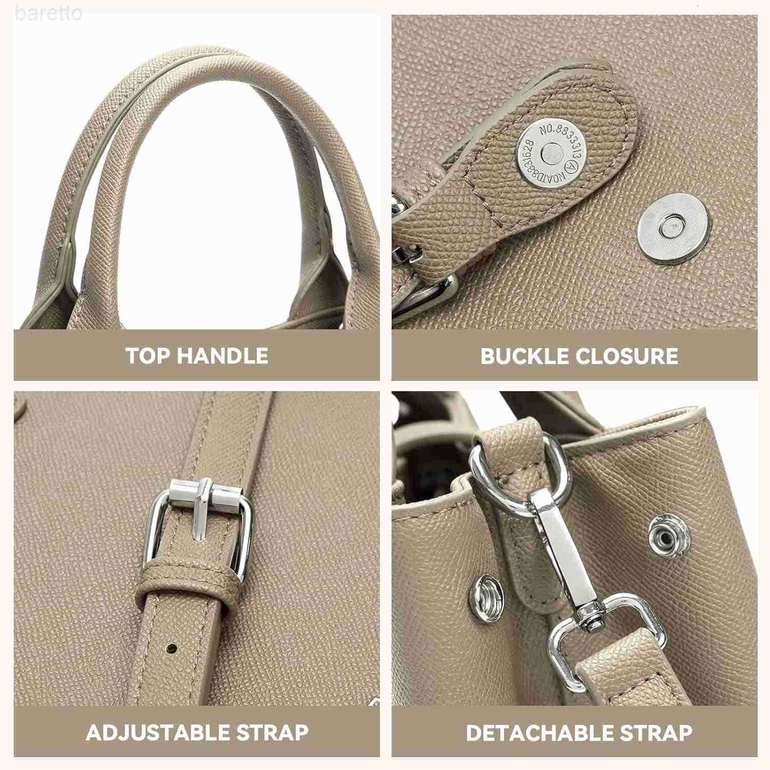 Satchel Bag for Women Adjustable Shape 3Way Carry Convertible Vegan Leather Tote for Work Travel M250904