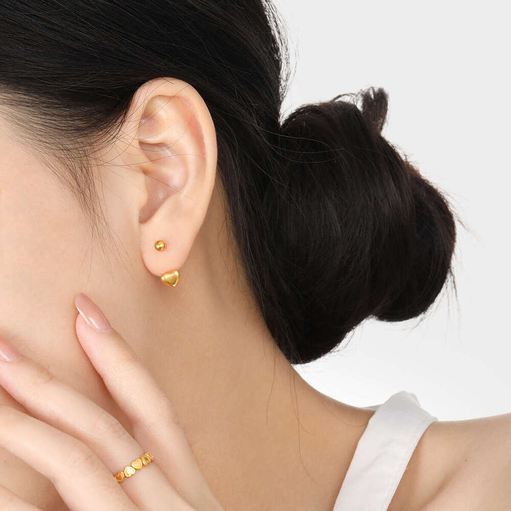Korean Style Ins Sweet Niche Minimalist Heart U-Shaped Ear Bone Studs Women Fashion Personality High-End Titanium Steel Earrings