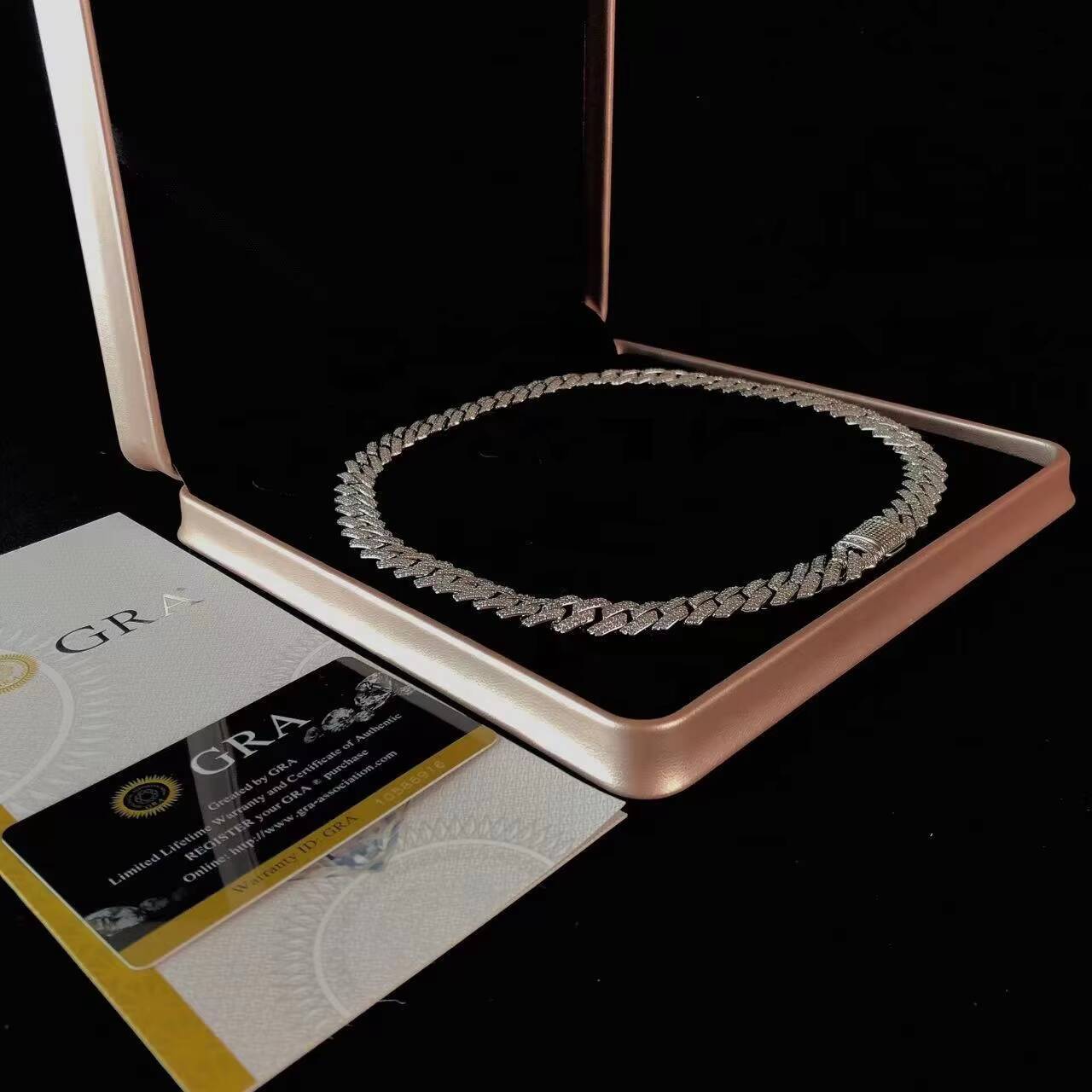 Manufacture Personalized Hip Hop Moissanite Chain 10Mm S925 Silver Cuban Chain for Rapper