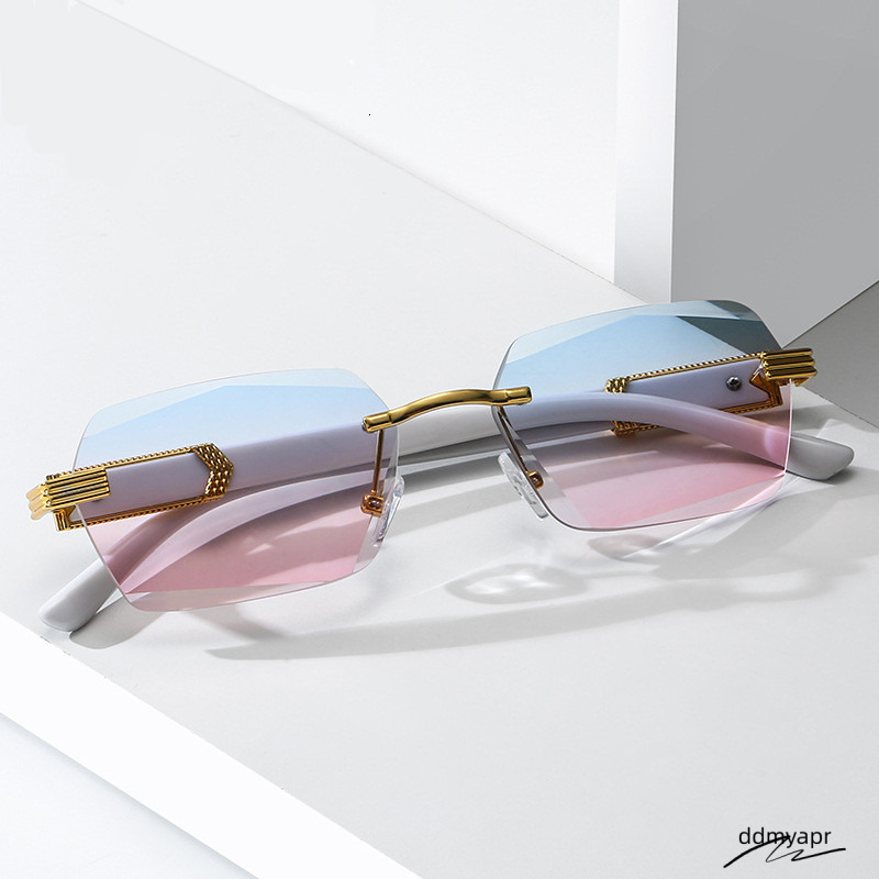 Designer Ddmyday For Women Men Gradient Square Frameless Marble Sunglasses Polarized Goggle Pilot Frame Oversized Uv400 Eyewear Sk8201