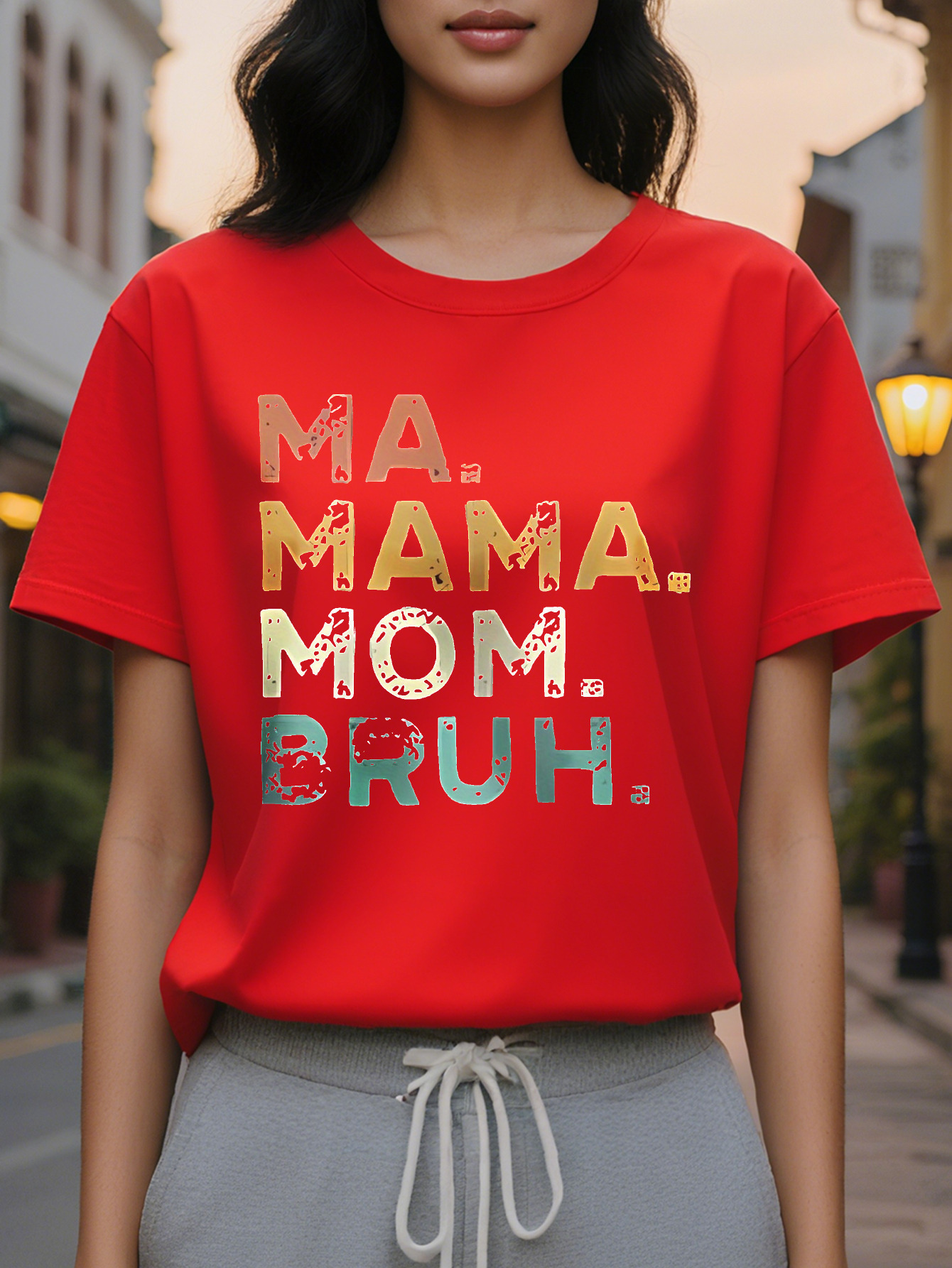 Women s Sleeveless Tank Mom Print Black Casual Round Neck Summer Top Medium Stretchy and Shiny