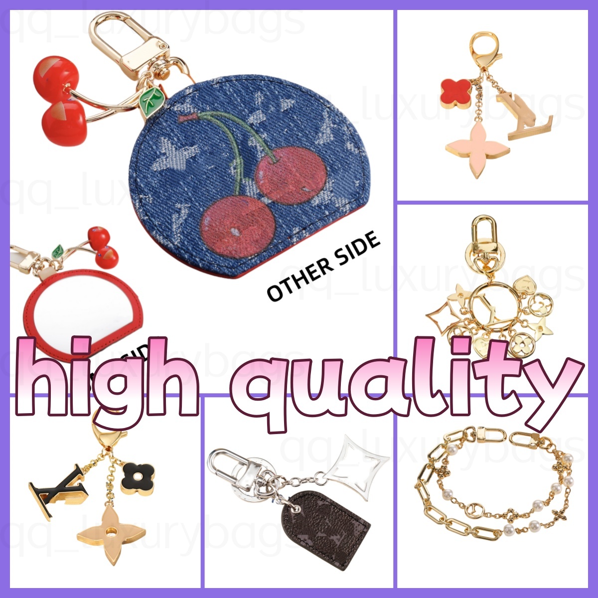 Keychain designer letter ladies car gold key chain women classic lock love strawberry key ring fashion accessories designer Bag accessories hanging decorations