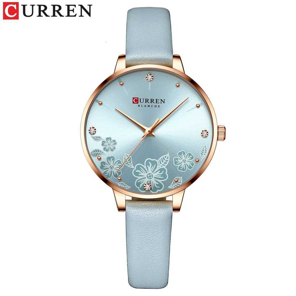 CURREN Watches Wen Top Brand Leather Quartz Wristwatch Luxury Design Clock for Ladies Charm Flowers Dial Montre Femme X250904