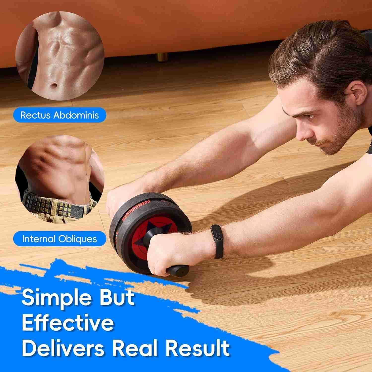 Ab Roller Wheel for Abs Workout Abdominal Exercise Equipment with 2 Knee Pads for Home Gym Core Strength Training Fitness Equipment for Men Women W250