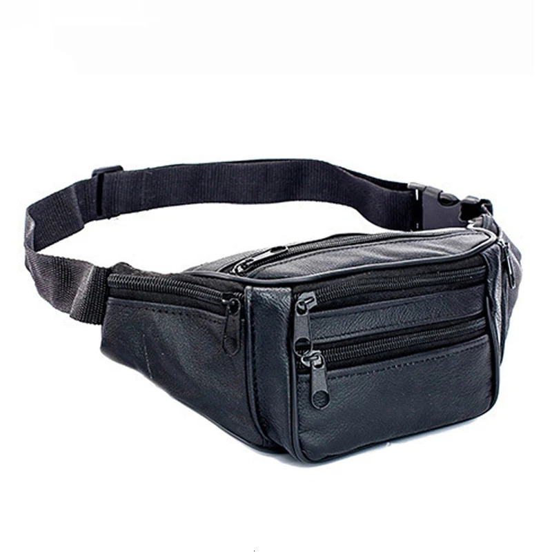 Genuine Leather Waist Bag Men Waist Pack Waist Bag Funny Pack Belt Bag Men Chain Waist Bag for Phone Pouch Mens Fanny Pack 250903