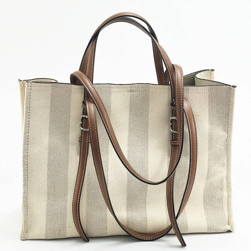 Fashion Vintage Canvas Women Shoulder Bags Crossbody Casual Strips Tote Versatile Hand Bag