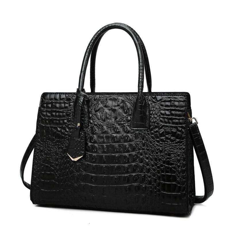 Women's Large Top-Handle Bag Vintage Crocodile Designer Shoulder Bag Quality Leather Crossbody Bag Messenger Commuter Sac A Main