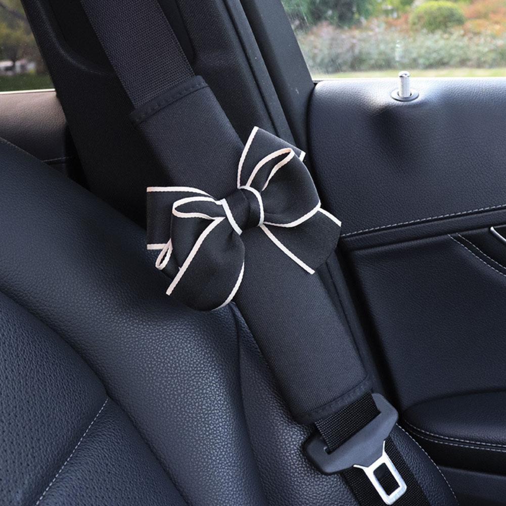 Luxury Designer Leather Car Seat Belt Shoulder Cover Cute Goddess Car Interior Decoration Seat Belt Protective Cover Four Seasons Universal Extension