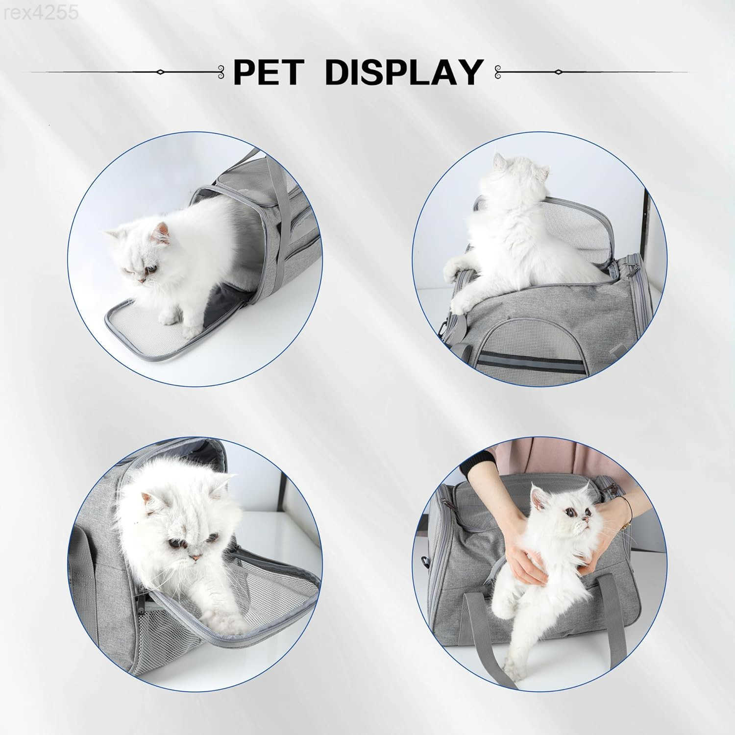 Pet Travel Carrier Soft Sided Portable Bag for Cats Small Dogs Kittens or Puppies Collapsible Durable Airline Approved Travel Friendly Grey 170 L x 10