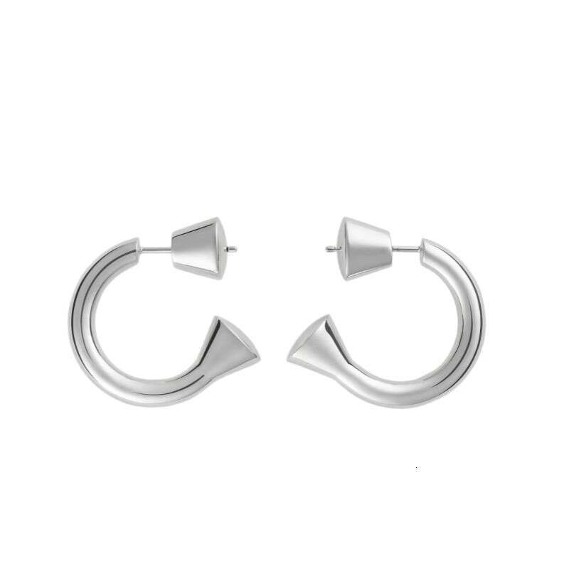 Minimalist C-Shaped Front and Back Wear for Women, Unique Ins Style, Cool Design, Versatile Sier Needle Earrings