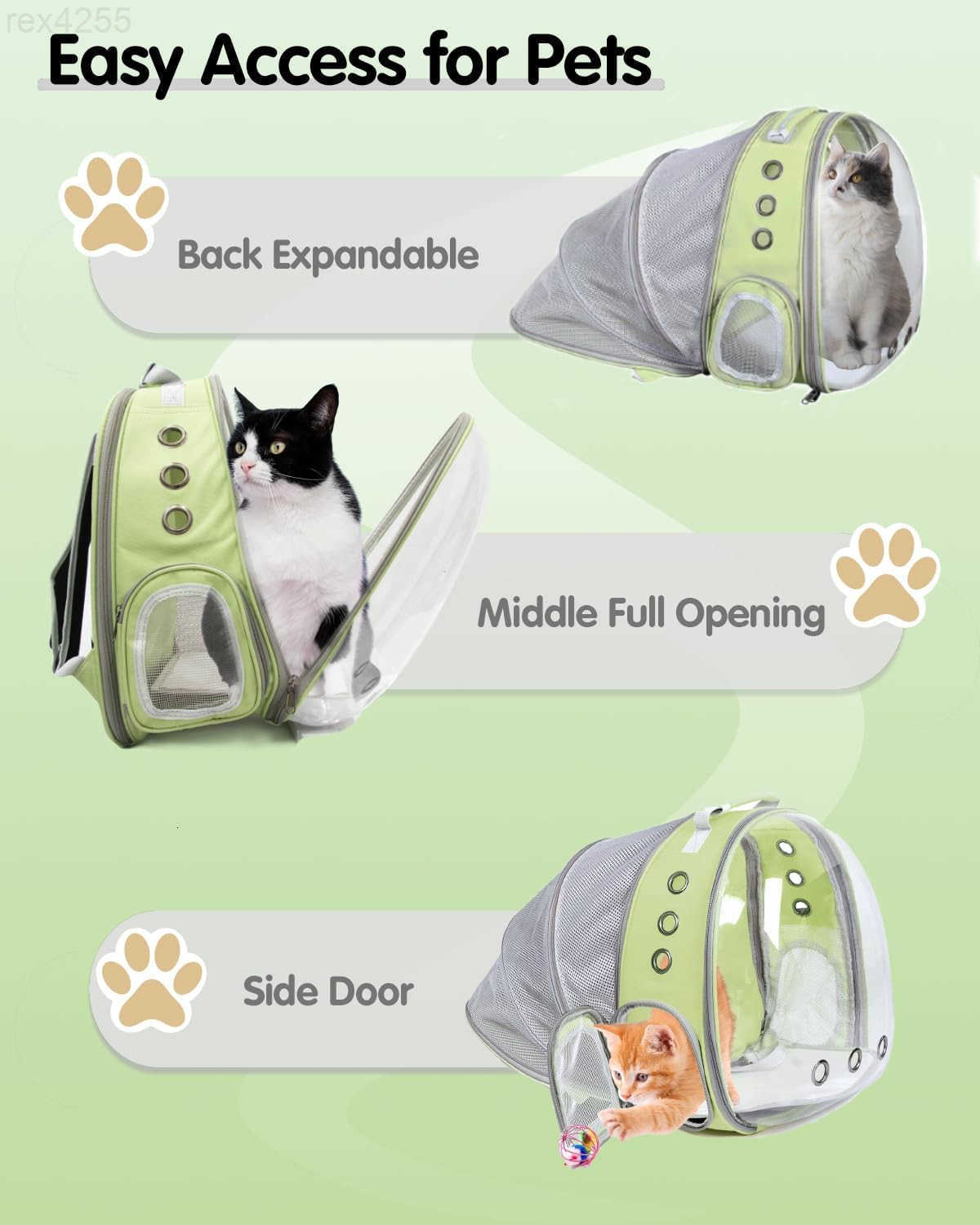 Cat Backpack Carrier Bubble Expandable Foldable Breathable Pet Carrier Dog Carrier Backpack for Large Big Cats Hiking Travelling Camping Back Expandab