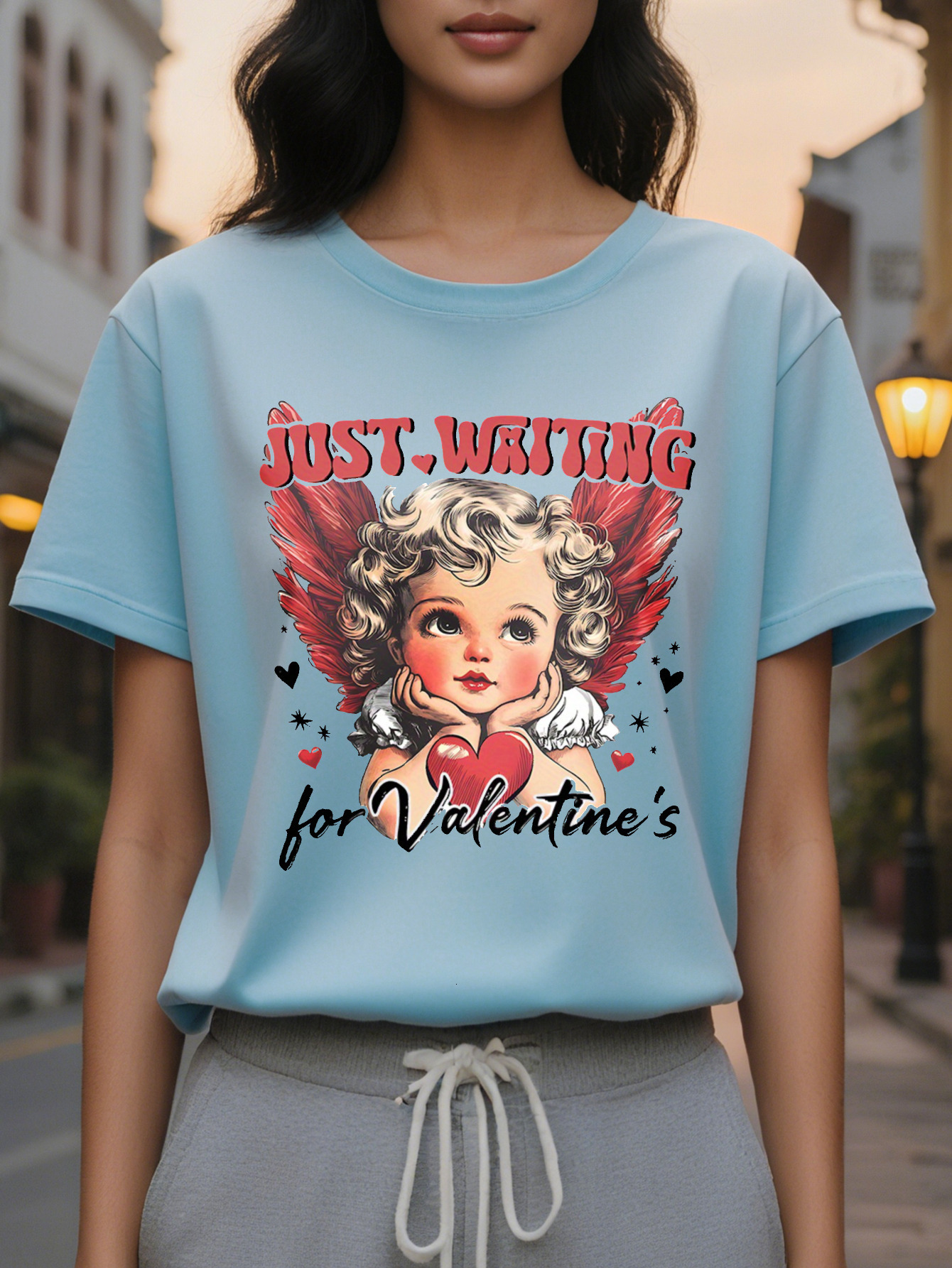 Women's casual round neck cotton regular length letter pattern short sleeve T-shirt for summer, write only